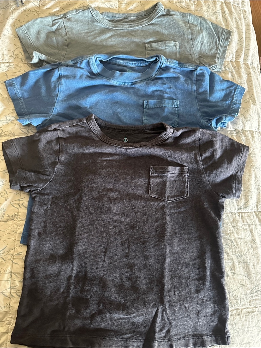 Crewcuts Short-Sleeve Pocket Tee Trio - Light Blue, Blue, Navy